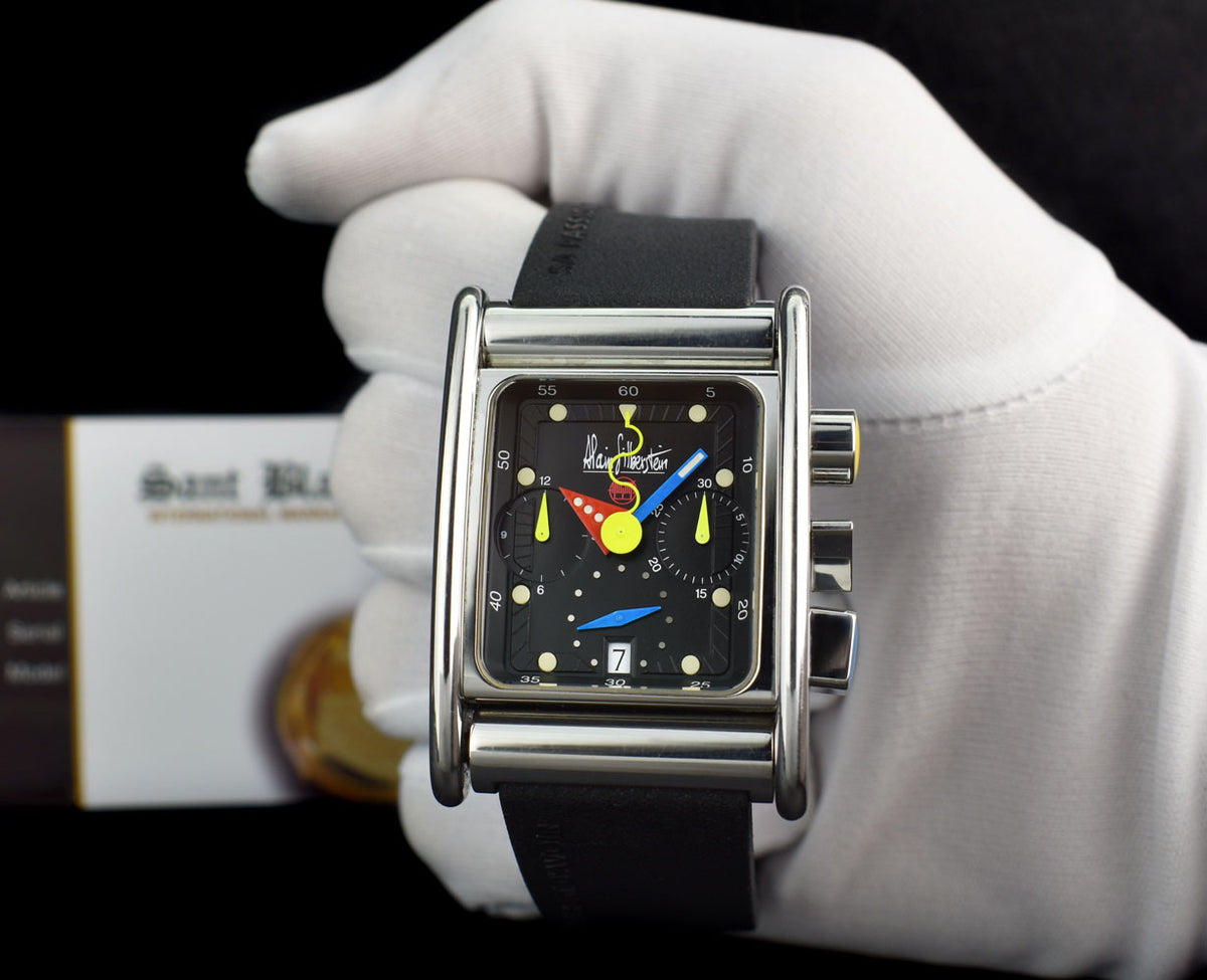 ALAIN SILBERSTEIN 48mm Stainless Steel Bolido Krono Black Dial