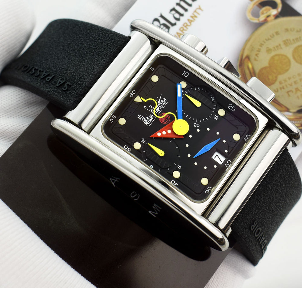 ALAIN SILBERSTEIN 48mm Stainless Steel Bolido Krono Black Dial