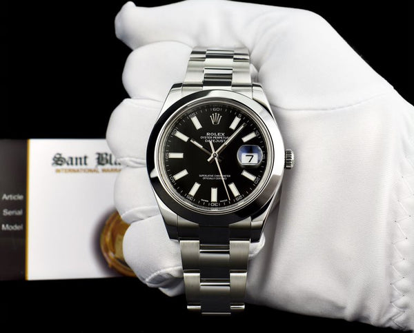 ROLEX 41mm Stainless Steel DateJust II Black Index Dial Model 116300