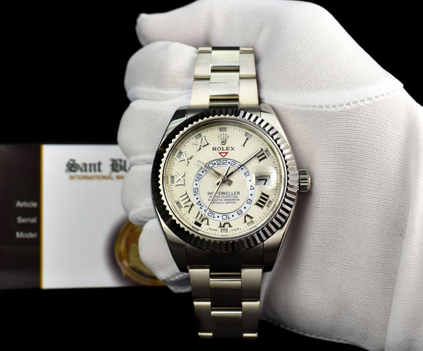 ROLEX  18kt White Gold Sky Dweller Ivory Roman Annual Calendar 326939