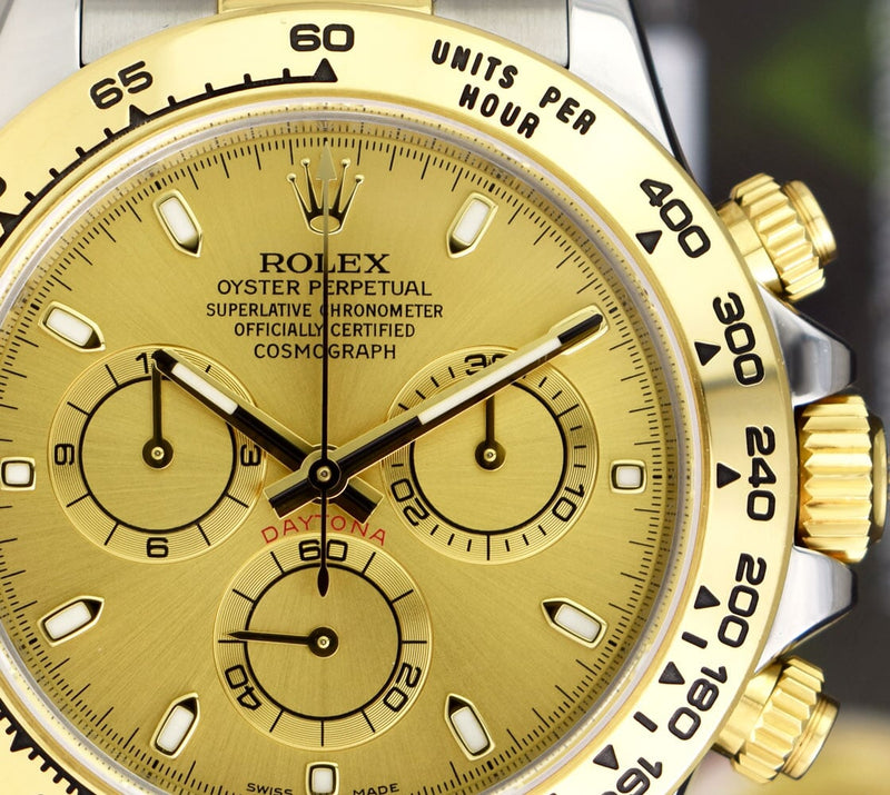 ROLEX 18kt Gold & Stainless Steel Daytona Champagne Index Dial Model 116503