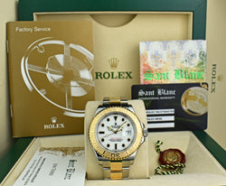 ROLEX 18kt Gold & Stainless Yachtmaster White Index Model 16623