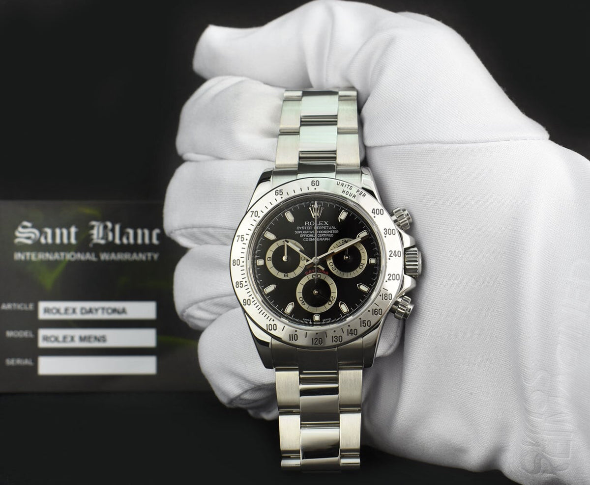 ROLEX Rehaut Mens Stainless Steel Daytona Black Index Dial Model