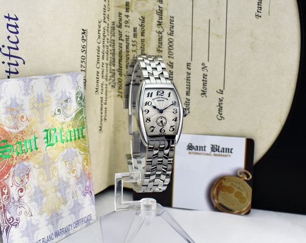 FRANCK MULLER Stainless 25mm x 35mm Ladies Cintree Curvex Silver Dial 1750 S6 PM