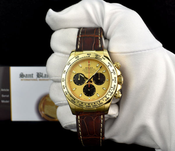 ROLEX Rehaut 40mm 18kt Gold Daytona Champagne Index Dial Paul Newman Model 116518