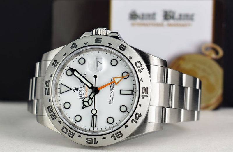 ROLEX 42mm SS Explorer II POLAR White Index BOX BOOKS CARD 216570