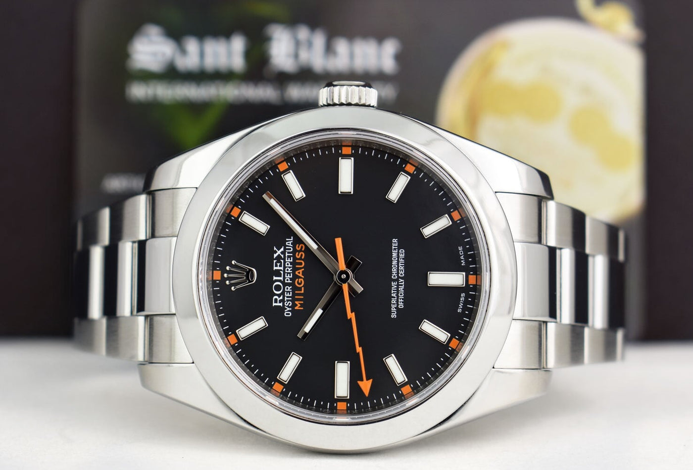 ROLEX Mens 40mm Stainless Steel Milgauss Black Index Dial Model