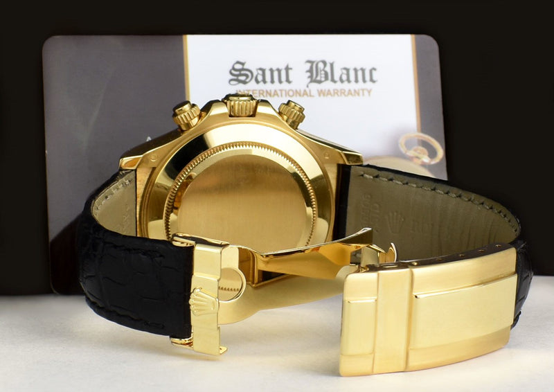 ROLEX 40mm 18kt Gold DAYTONA Black "Paul Newman" Black Strap 116518