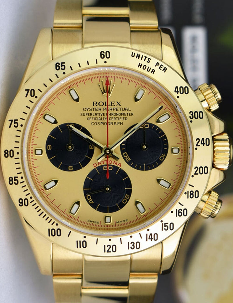 ROLEX 40mm 18kt Yellow Gold Daytona Champagne Paul Newman Index Dial Model 116528