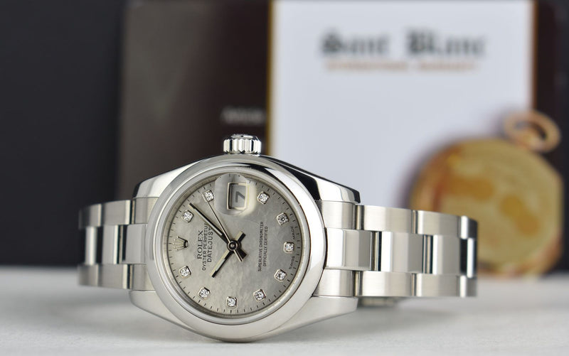 ROLEX Ladies Stainless Steel Datejust Mother of Pearl Gold Dust Diamond Dial Model 179160