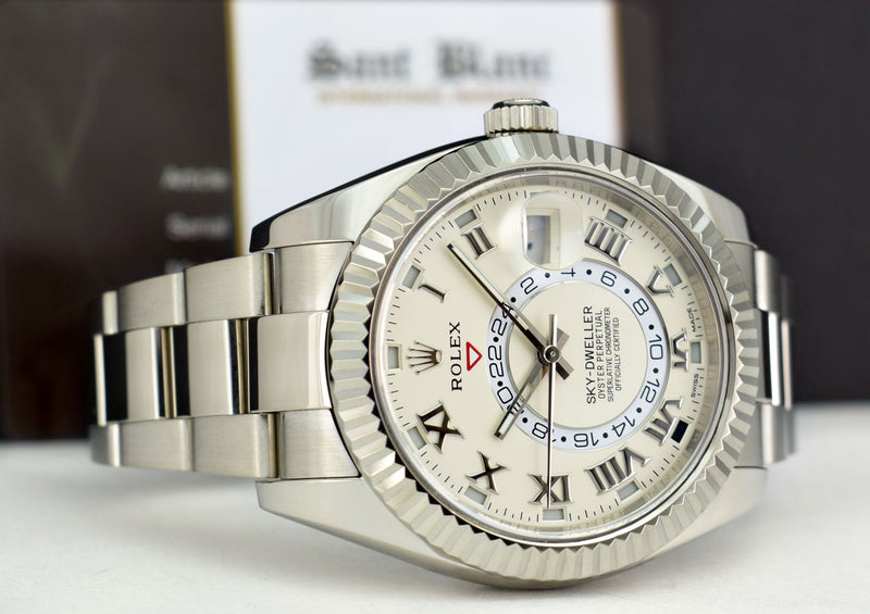 ROLEX  18kt White Gold Sky Dweller Ivory Roman Annual Calendar 326939