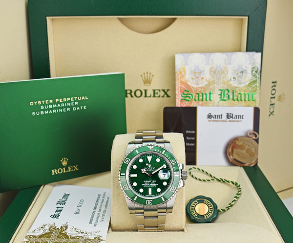 ROLEX Stainless Steel SUBMARINER HULK Green CERAMIC Bezel 116610 LV