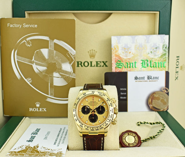 ROLEX Rehaut 40mm 18kt Gold Daytona Champagne Index Dial Paul Newman Model 116518