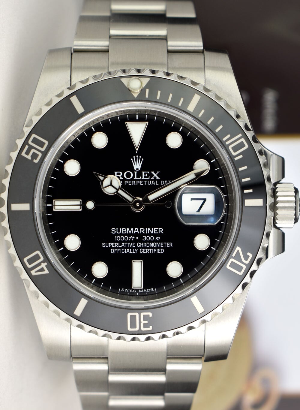 ROLEX 40mm Stainless Steel Submariner Black Ceramic Bezel Model 116610 Sant Blanc