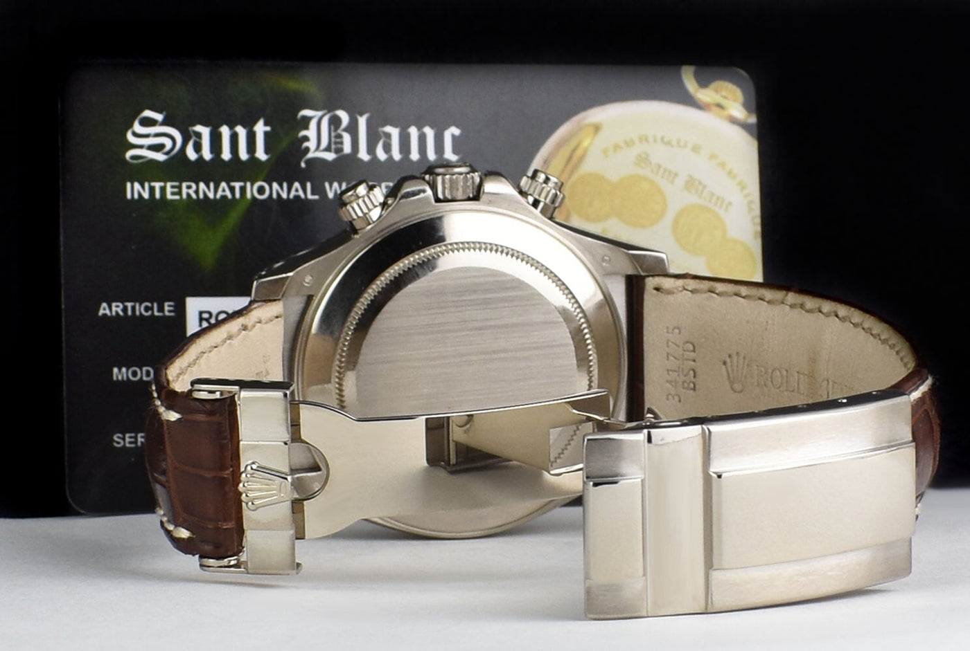 ROLEX 18kt White Gold Daytona on Brown Strap Mother of Pearl Roman