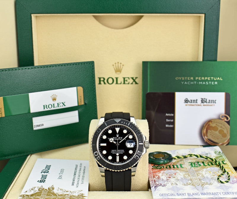 ROLEX 42mm 18kt White Gold Yachtmaster 42 Black Dial Model 226659