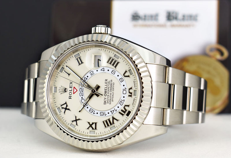 ROLEX  18kt White Gold Sky Dweller Ivory Roman Annual Calendar 326939