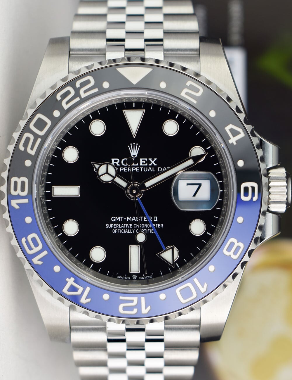 ROLEX Stainless Steel GMT Master II Blue Black Bezel 