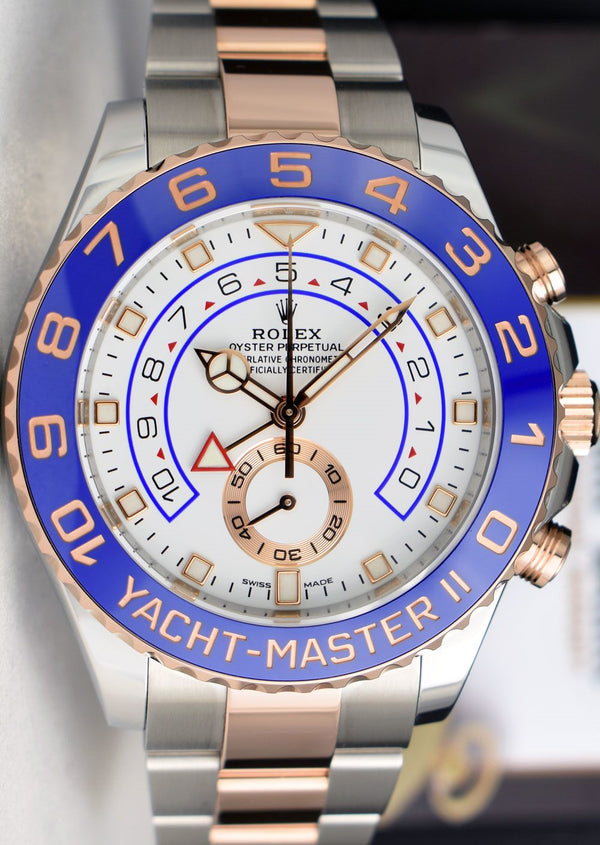 ROLEX 44mm Rose Gold & Stainless Steel YachtMaster II Mercedes Hands Model 116681