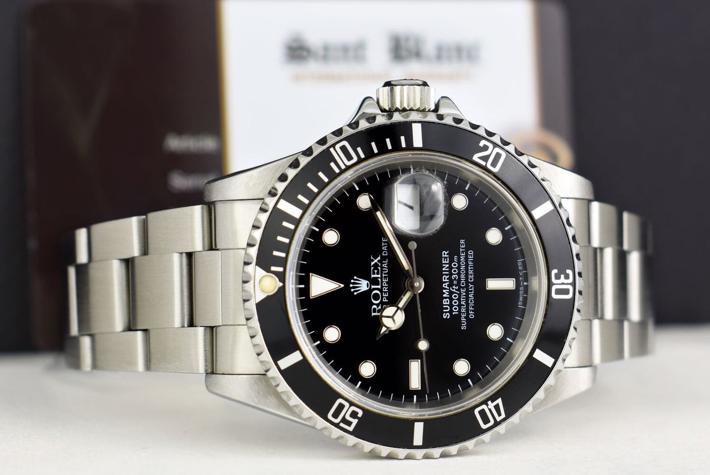 ROLEX Mens Vintage Stainless Steel Submariner Black Dial Model 16610 Sant Blanc
