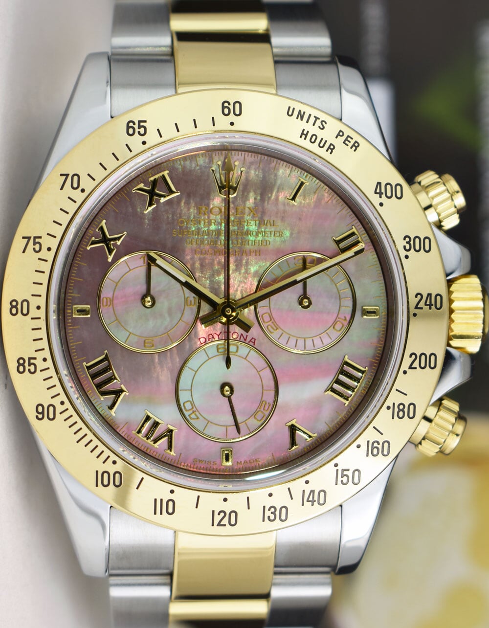 ROLEX 18kt Gold & Stainless Steel Daytona Tahitian MOP Roman Dial
