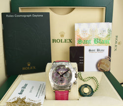 ROLEX 40mm White Gold Daytona Tahitian Mother of Pearl Roman Pink Strap Model 116519