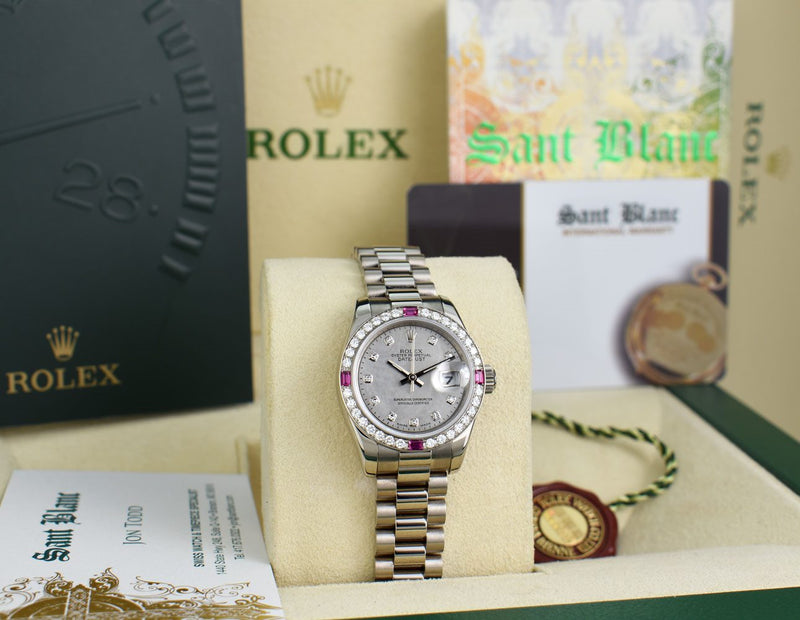 Rolex President White Gold Mother of Pearl Diamond Ladies Watch