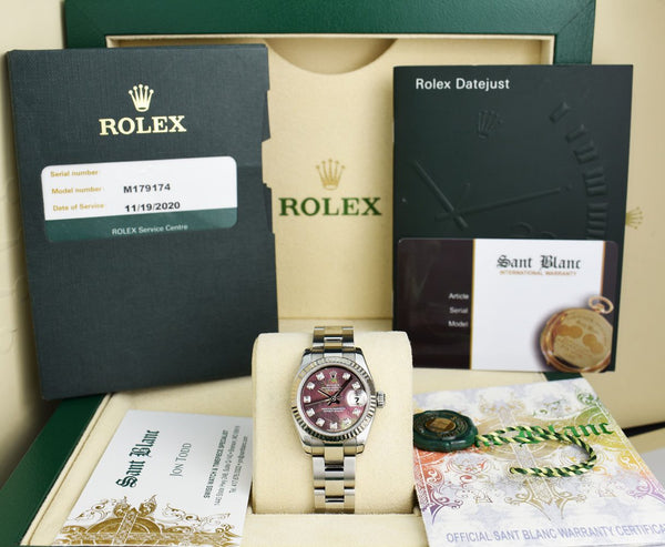 ROLEX Ladies White Gold & Stainless Steel Datejust MOP Diamond Dial Model 179174
