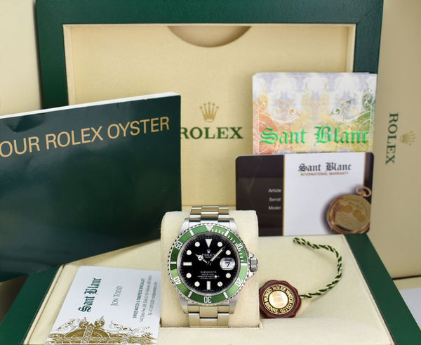 ROLEX Rehaut 40mm Stainless Steel Submariner Green Bezel Kermit Model 16610