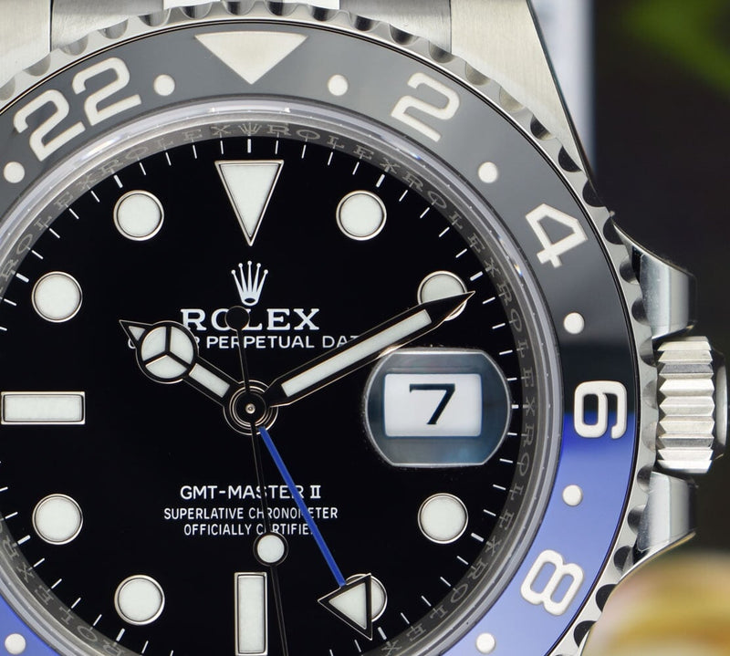 ROLEX Stainless Steel GMT Master II Blue Black Bezel