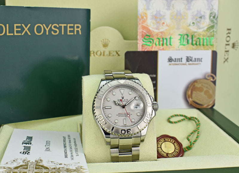 ROLEX  Mens 40mm Platinum & Stainless Steel YachtMaster Model 16622