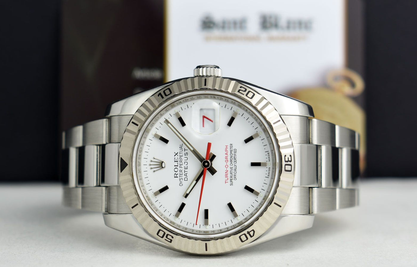 Rolex 36mm 18kt White Gold & Stainless Steel Turn-O-Graph White Dial M –  Sant Blanc