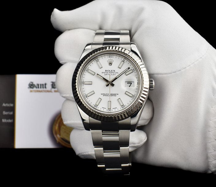 ROLEX 18kt White Gold & Stainless Steel DateJust II White Index Dial 116334