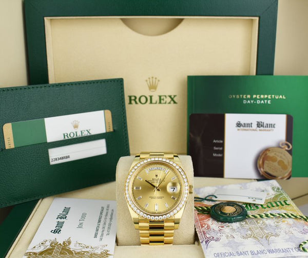 Rolex yellow gold president day date 40 clearance diamonds