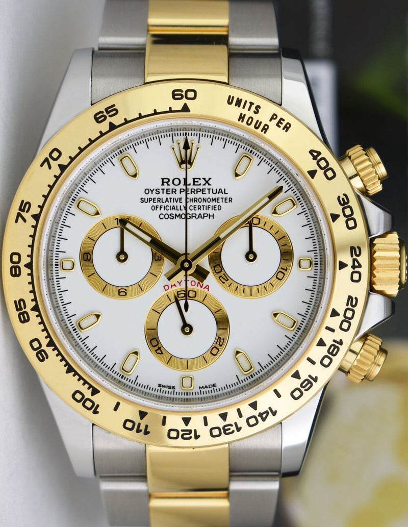 ROLEX Mens 18kt Gold & Stainless Two Tone Daytona White Index Model 116503