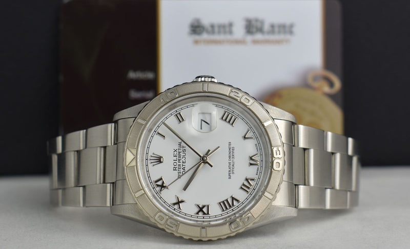 Rolex 36mm White Gold & Stainless Steel Turn-O-Graph White Roman Dial Model 16264 SANT BLANC