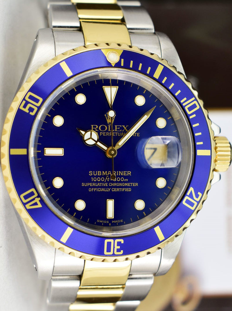 ROLEX 40mm 18kt Gold & Stainless Steel Submariner Blue Dial SEL 16613