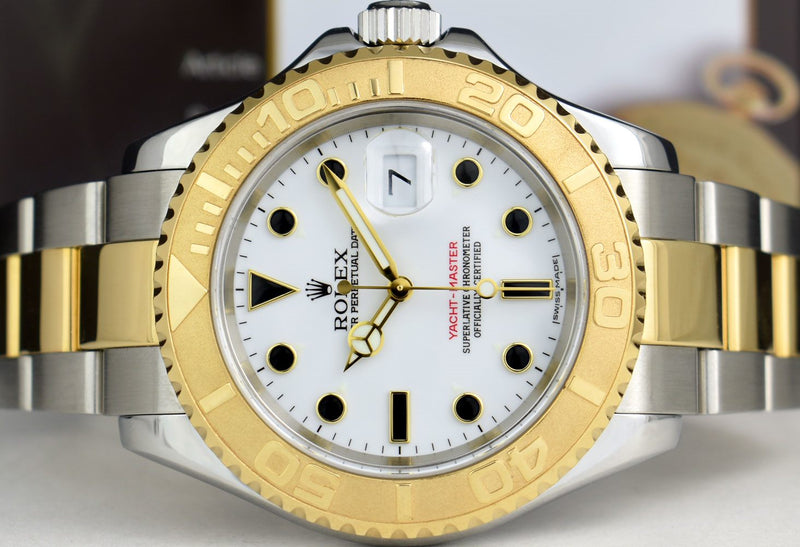 ROLEX 40mm 18kt Gold & Stainless Steel YachtMaster White Dial 16623