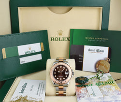 ROLEX - 37mm MidSize 18kt Rose Gold & SS YACHTMASTER 37 Chocolate Model 268621