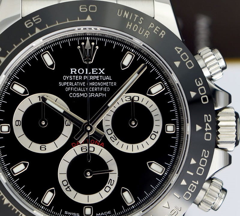 ROLEX 40mm Stainless Steel DAYTONA Black Dial Ceramic Bezel Model 116500LN