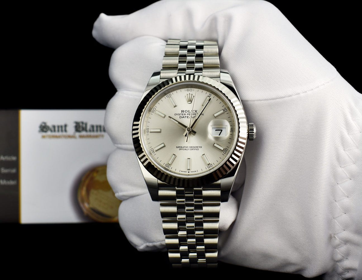 Rolex datejust 41 silver dial jubilee shop