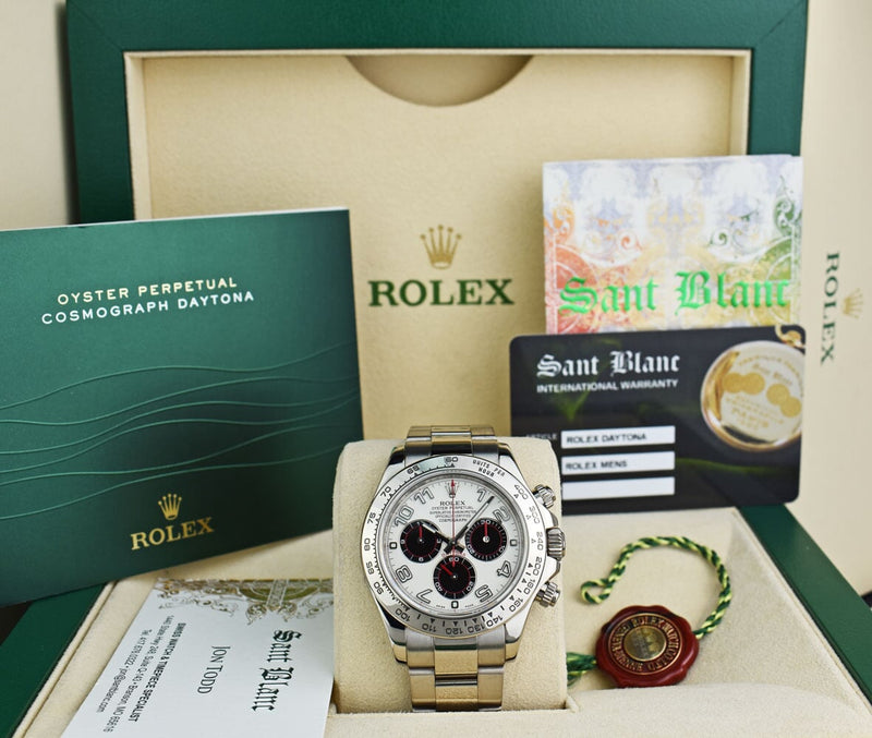 ROLEX - 18kt White Gold Daytona White & Black Panda Dial with Red Hands Model 116509*
