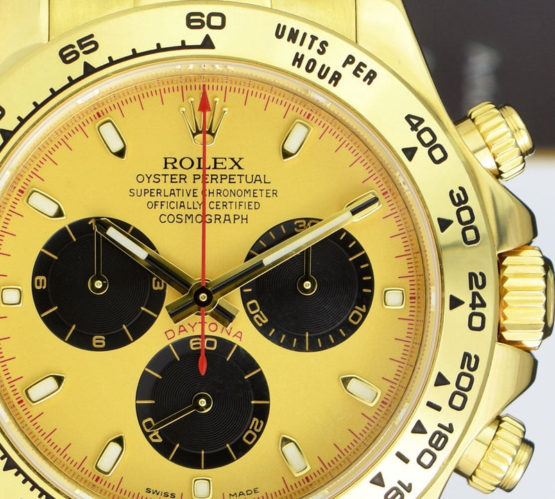 ROLEX Rehaut 40mm 18kt Gold Daytona Champagne Index Dial Paul Newman Model 116518
