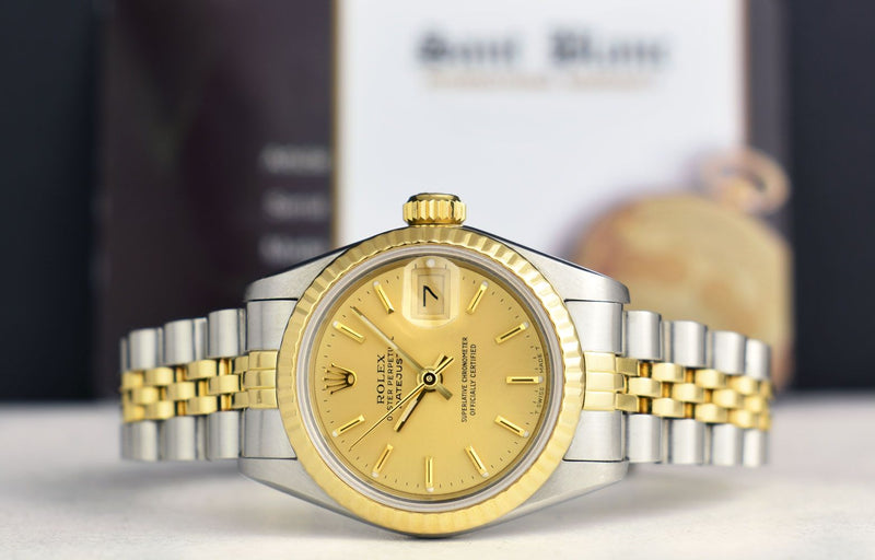 ROLEX Ladies 18kt Gold & Stainless Steel DateJust Champagne Stick 