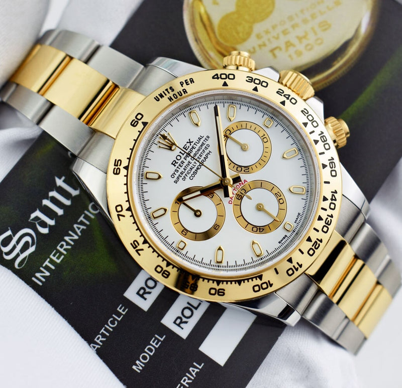 ROLEX 18kt Gold & Stainless Steel Daytona White Index Dial Model 116503