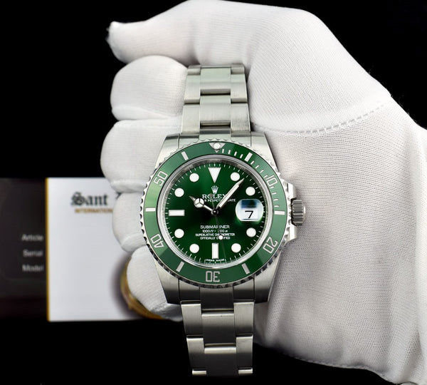 ROLEX Stainless Steel SUBMARINER HULK Green CERAMIC Bezel 116610 LV