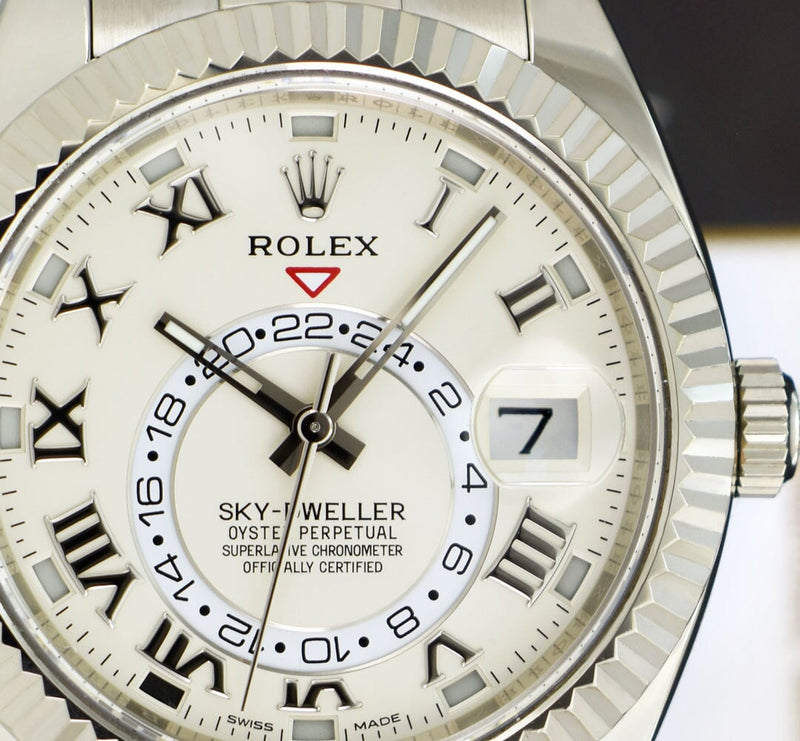 ROLEX  18kt White Gold Sky Dweller Ivory Roman Annual Calendar 326939