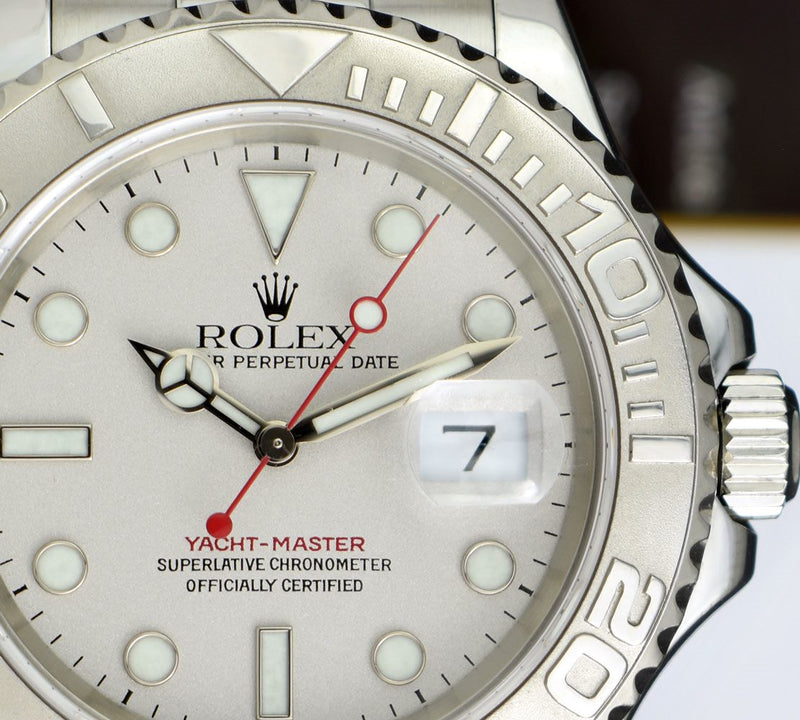 ROLEX 40mm Platinum & Stainless Steel YachtMaster Platinum Dial Model 16622