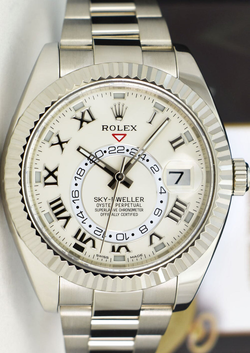 ROLEX  18kt White Gold Sky Dweller Ivory Roman Annual Calendar 326939