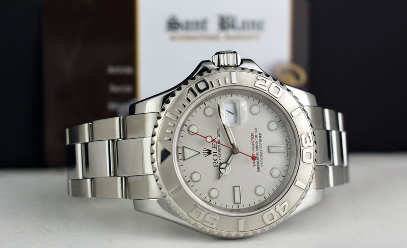 ROLEX  Mens 40mm Platinum & Stainless Steel YachtMaster Model 16622